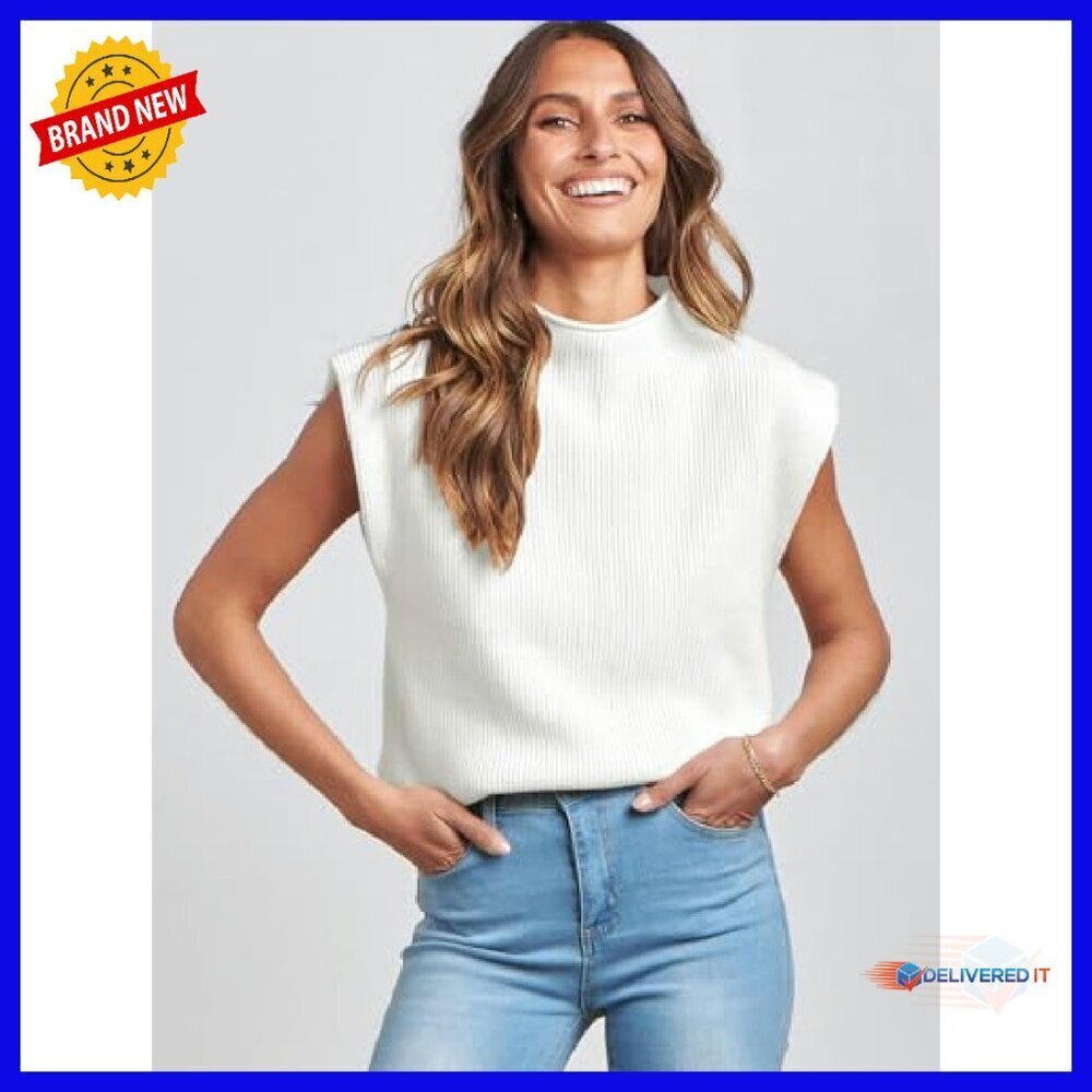 Mock Neck Sleeveless Sweater Vest Knit Pullover Tank Top Women's Casual - Picture 6 of 8